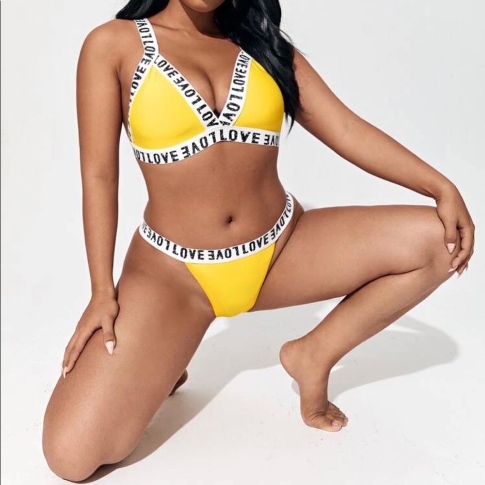 Yellow love lingerie set